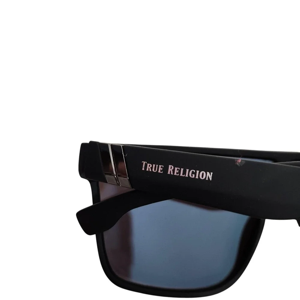 TRUE RELIGION Sunglasses Mens Black Blue Shield Mirrored Reflective TRM1799